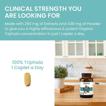 Himalaya Organic Triphala - Digestive Health Supplement for Colon Cleanse & Occasional Bloating and Constipation Relief - USDA Organic, Vegan, Non-GMO, Gluten Free, 688 mg, 30 Caplets