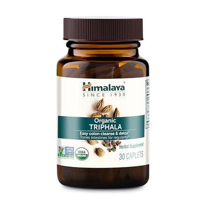 Himalaya Organic Triphala - Digestive Health Supplement for Colon Cleanse & Occasional Bloating and Constipation Relief - USDA Organic, Vegan, Non-GMO, Gluten Free, 688 mg, 30 Caplets