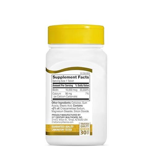 21st Century Biotin Tablets, 10,000 mcg, 120 Count - görsel 1