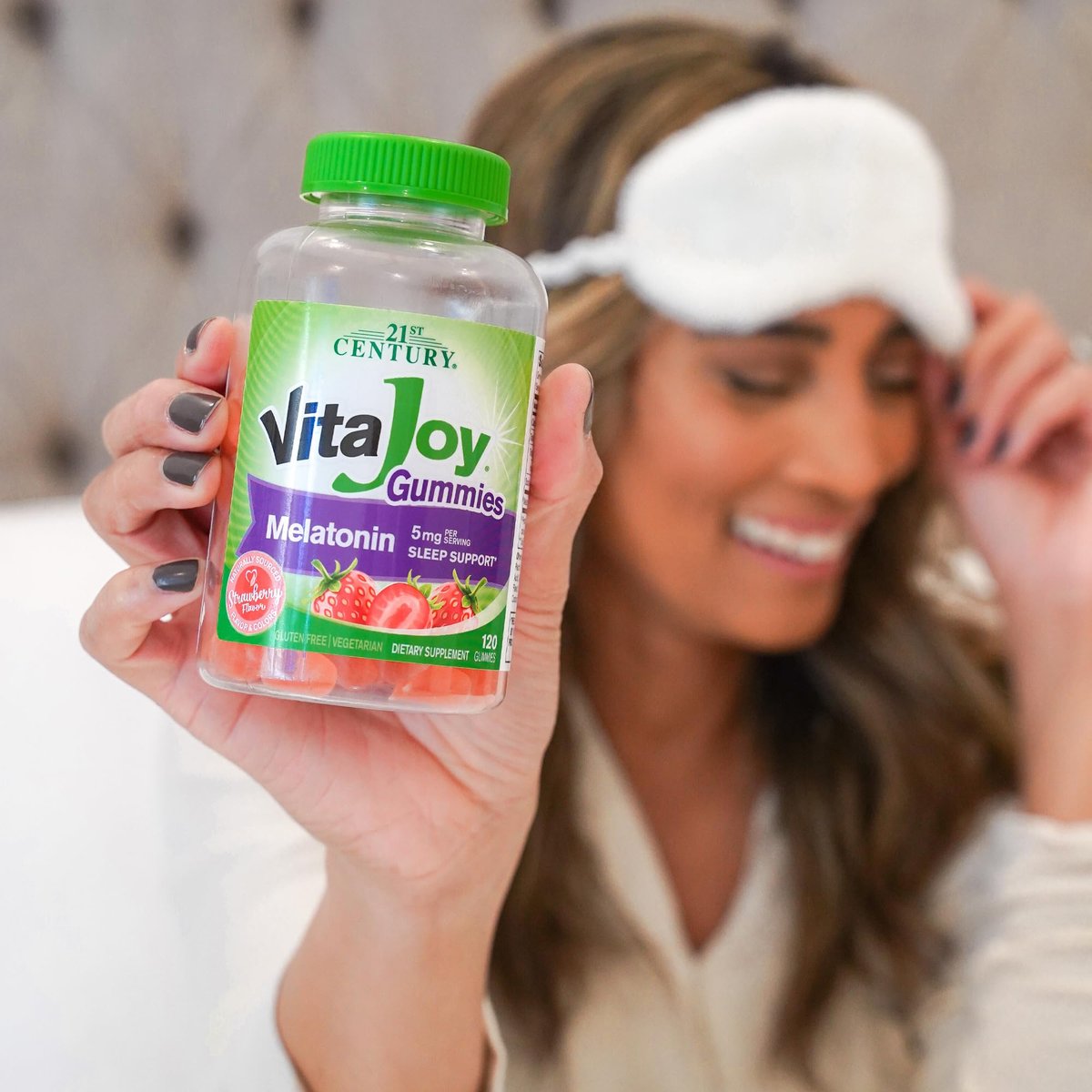 21st Century VitaJoy Melatonin 5mg Gummies (120 Count), Strawberry Flavor Chewable Sleep Aid for Adults, Promotes Relaxation and Restful Sleep, Non-Habit Forming, Gluten-Free - görsel 7