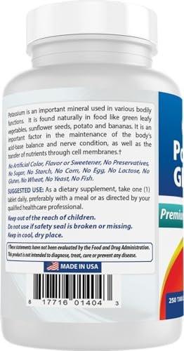 Best Naturals Potassium Gluconate 595 mg 250 Tablets (Pack of 2)