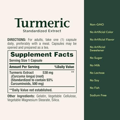 Nature's Bounty Turmeric Pills and Herbal Health Supplement, Supports, Antioxidant Health, 538mg, 45 Capsules