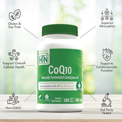Health Thru Nutrition CoQ-10 100mg with BioPerine 120 Softgels | High Absorption Naturally Fermented USP Grade Coenzyme Q10 Supplement | 3rd Party Tested | Heart Health and Energy Support - görsel 8