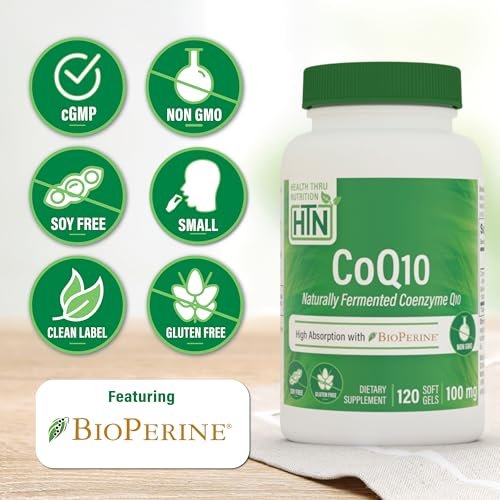 Health Thru Nutrition CoQ-10 100mg with BioPerine 120 Softgels | High Absorption Naturally Fermented USP Grade Coenzyme Q10 Supplement | 3rd Party Tested | Heart Health and Energy Support - görsel 6