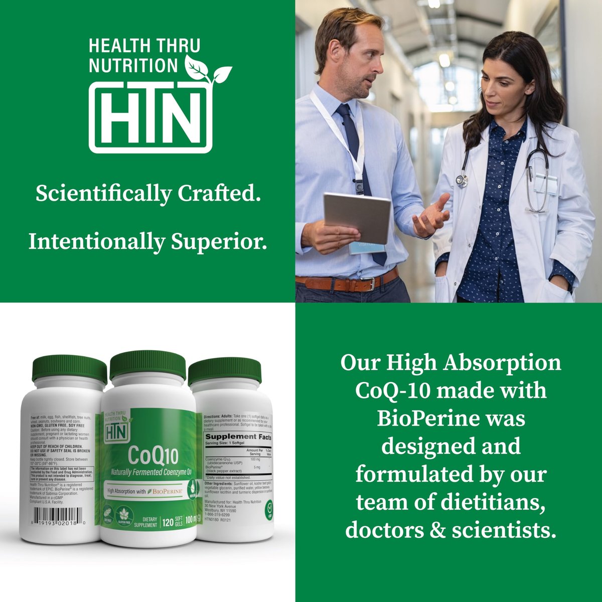 Health Thru Nutrition CoQ-10 100mg with BioPerine 120 Softgels | High Absorption Naturally Fermented USP Grade Coenzyme Q10 Supplement | 3rd Party Tested | Heart Health and Energy Support - görsel 9
