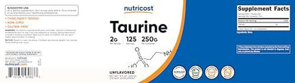 Nutricost Taurine Powder 250 Grams - 125 – High Potency: Each serving delivers 2000mg of taurine to help meet – Image 12
