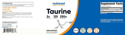 Nutricost Taurine Powder 250 Grams - 125 – Package Dimensions: 3.5 x 3.5 x 4.5 inches – Image 11