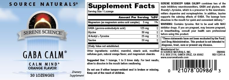 Source Naturals Serene Science GABA, 125 mg, Orange Flavored* - 30 Lozenges - görsel 7