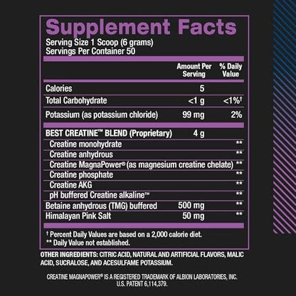 BPI Sports Best Creatine - Creatine Monohydrate Powder for Men & Women, Himalayan Salt - Strength, Pump, Endurance, Muscle Growth, Muscle Definition - No Bloat – Fruit Punch – 50 servings – 10.58 oz