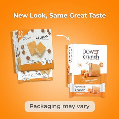 Power Crunch Protein Energy Wafer Bars, Salted Caramel, 1.4 Ounce (12 Count)