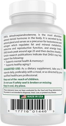 Best Naturals DHEA 100mg Supplement 60 Capsules - Supports Balanced Hormone Levels for Men & Women - Promotes Healthy Aging - USA Manufactured - görsel 12
