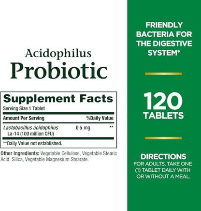 Nature's Bounty Probiotic Acidophilus, 360 Tablets (3 x 120 Count Bottles)