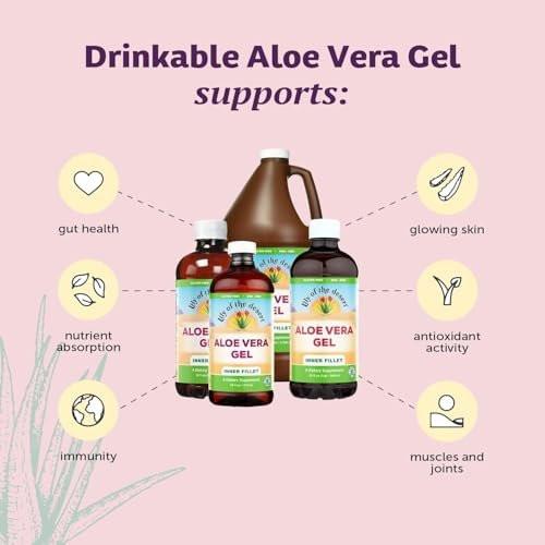 Lily Of The Desert Aloe Vera Gel - Inner Fillet Thicker Consistency Aloe Vera Drink with Natural Vitamins, Digestive Enzymes for Gut Health, Stomach Relief, Wellness, Glowing Skin, 32 Oz (Pack of 2) - görsel 4