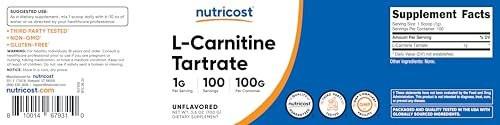 Nutricost L-Carnitine Tartrate Powder (100 Grams) - 1 Gram per Serving; 100 Servings - görsel 2