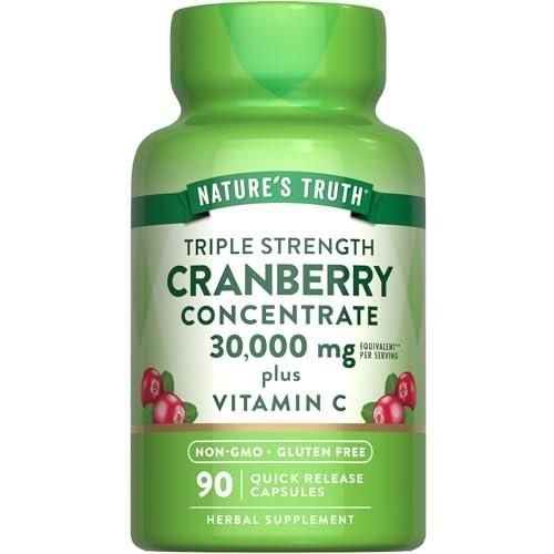 Nature's Truth Cranberry Concentrate Pills | Plus Vitamin C | Triple Strength Support Capsules | Non-GMO & Gluten Free Supplement - görsel 2