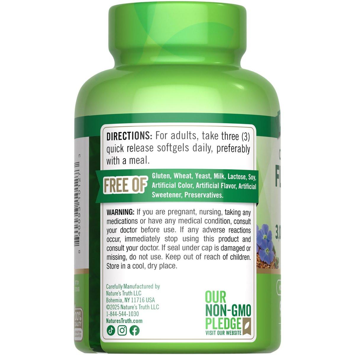 Nature's Truth Flaxseed Oil Softgels | 90 Count | Cold Pressed, Non-GMO & Gluten Free Supplement - görsel 13