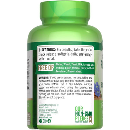 Nature's Truth Flaxseed Oil Softgels | 90 Count | Cold Pressed, Non-GMO & Gluten Free Supplement