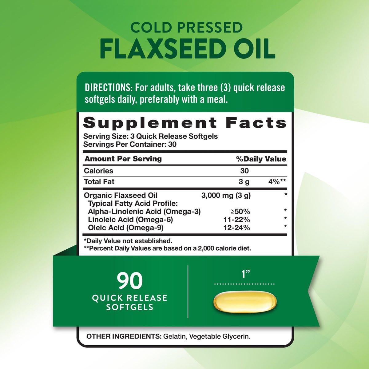 Nature's Truth Flaxseed Oil Softgels | 90 Count | Cold Pressed, Non-GMO & Gluten Free Supplement - görsel 3
