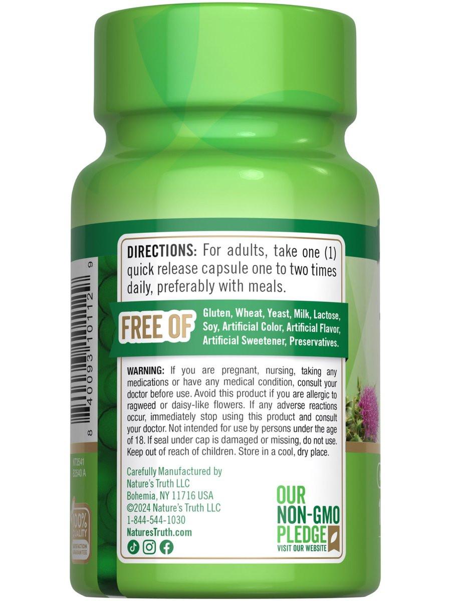 Nature's Truth Milk Thistle Seed Extract | Herbal Supplement | 100 Capsules | Non-GMO & Gluten Free - görsel 3