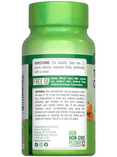 Nature's Truth Turmeric Curcumin with Black Pepper Extract | 60 Capsules | Non-GMO and Gluten Free Complex Supplement - görsel 6