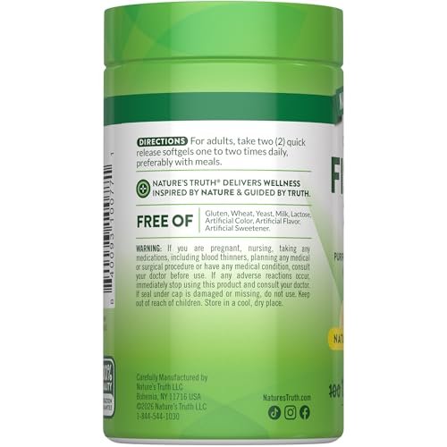 Nature's Truth Fish Oil 2400mg | 120 Quick Release Softgels | 720 mg Omega 3 | Burpless Lemon Flavor Pills | Non-GMO & Gluten Free Supplement - görsel 3