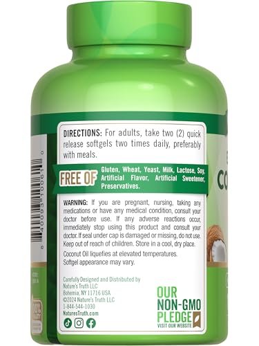 Nature's Truth Coconut Oil Supplement | 100 – No Artificial Additives: Free from artificial flavors, colors, and – Image 12