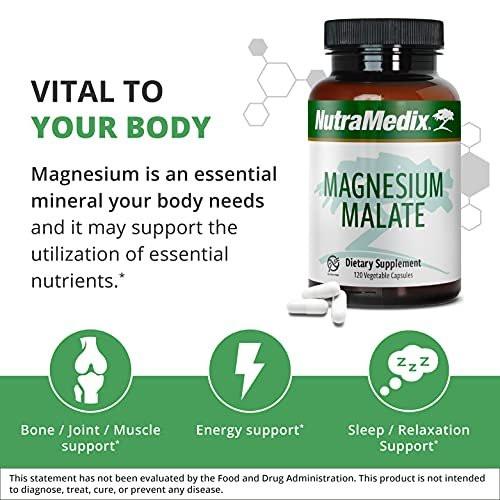 NutraMedix Magnesium Malate Energy Supplements - Bioavailable Magnesium for Sleep, Immune Support & Joint Health - Vegan, Non-GMO & Gluten-Free Magnesium Supplements (120 Vegetarian Capsules) - görsel 4