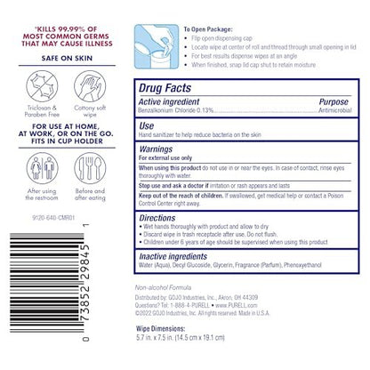 Purell Hand Sanitizing Wipes, Clean – Effective Sanitization: Formulated with 0.13% Benzalkonium Chloride, these – Image 1