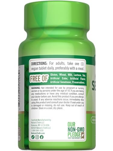 Nature's Truth Selenium 200 mcg Supplement | Essential Mineral High Potency Tablets | Vegan, Non-GMO & Gluten Free - görsel 9
