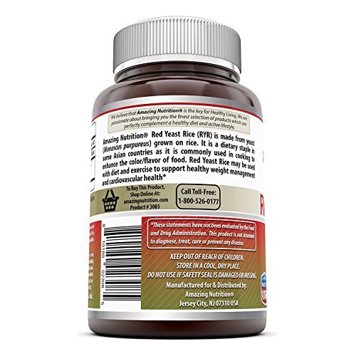 Amazing Formulas Red Yeast Rice 1200mg Per Serving Capsules Supplement | Non-GMO | Gluten Free | Made in USA (1 Pack, 120 Count) - görsel 6