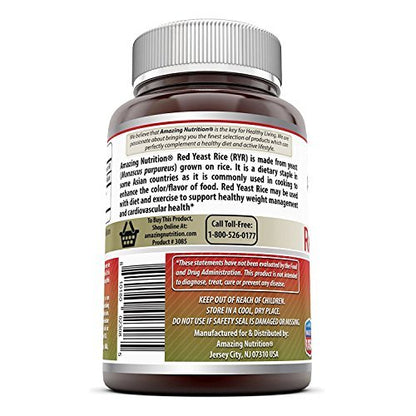 Amazing Formulas Red Yeast Rice 1200mg Per Serving Capsules Supplement | Non-GMO | Gluten Free | Made in USA (1 Pack, 120 Count)