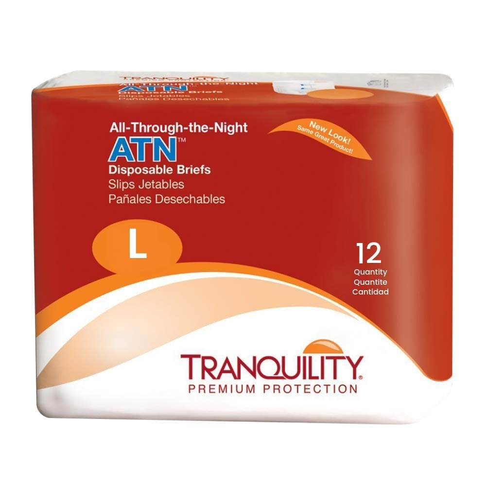 Tranquility Premium ATN Disposable Briefs with Tabs, Overnight Protection Superabsorbent Core for Leak-Free and Full-Fit Comfort, Large 12ct Bag - görsel 2
