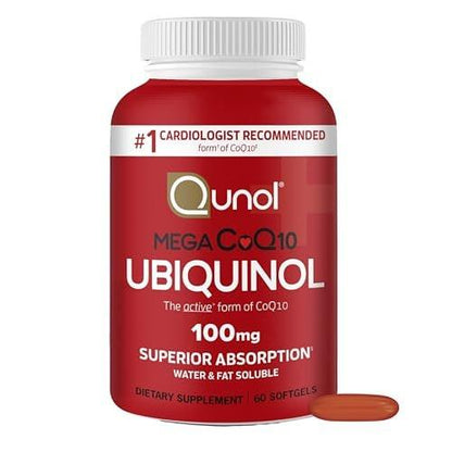 Qunol Ubiquinol CoQ10 100mg Softgels - Superior Absorption - Active Form of Coenzyme Q10 for Heart Health - 2 Month Supply (60 Count)