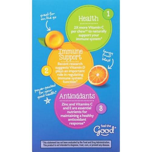Emergen-C Immune+ Chewables 1000mg Vitamin C with Vitamin D Tablet, Immune Support Dietary Supplement for Immunity, Orange Blast Flavor, 42 Count - görsel 7