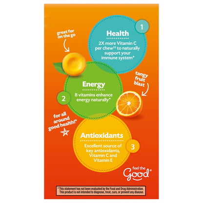 Emergen-C Chewable Vitamin C 1000mg, With B Vitamins And Antioxidants Tablet (40 Count, Orange Blast Flavor), Dietary Supplement