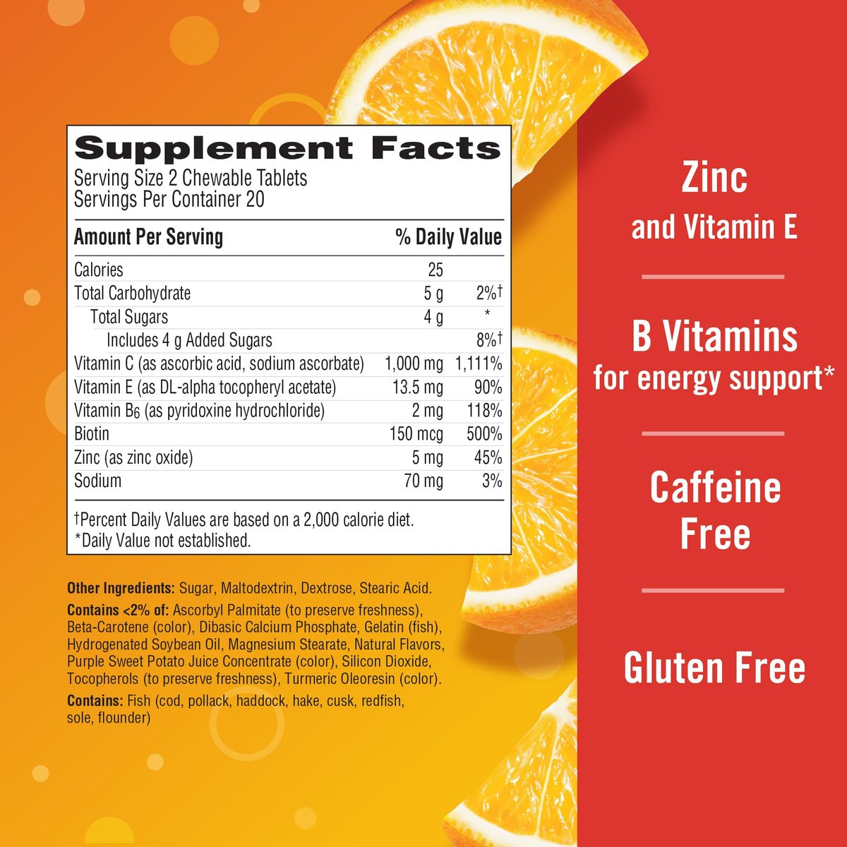 Emergen-C Chewable Vitamin C 1000mg, With B Vitamins And Antioxidants Tablet (40 Count, Orange Blast Flavor), Dietary Supplement - görsel 13