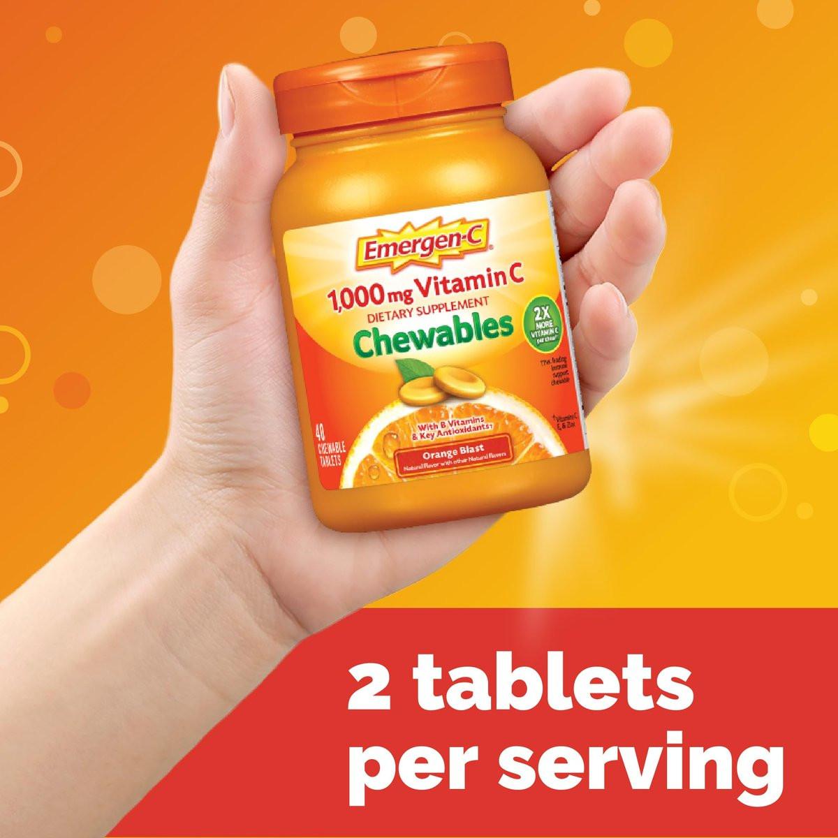 Emergen-C Chewable Vitamin C 1000mg, With B Vitamins And Antioxidants Tablet (40 Count, Orange Blast Flavor), Dietary Supplement - görsel 7