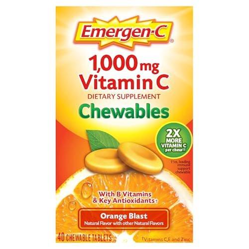 Emergen-C Chewable Vitamin C 1000mg, With B Vitamins And Antioxidants Tablet (40 Count, Orange Blast Flavor), Dietary Supplement - görsel 2