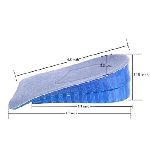 Topwon 1.8'' Two Layers Height Increase Taller Shoe Gel Insole Blue - görsel 2