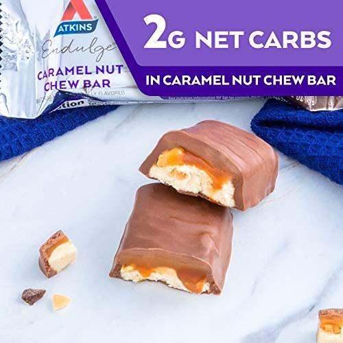 Atkins Endulge Caramel Nut Chew Bar, Low Sugar Snack, Dessert Bar, High Fiber Bar 1g Sugar, 10 Count - görsel 15