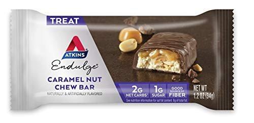 Atkins Endulge Caramel Nut Chew Bar, Low Sugar Snack, Dessert Bar, High Fiber Bar 1g Sugar, 10 Count - görsel 4