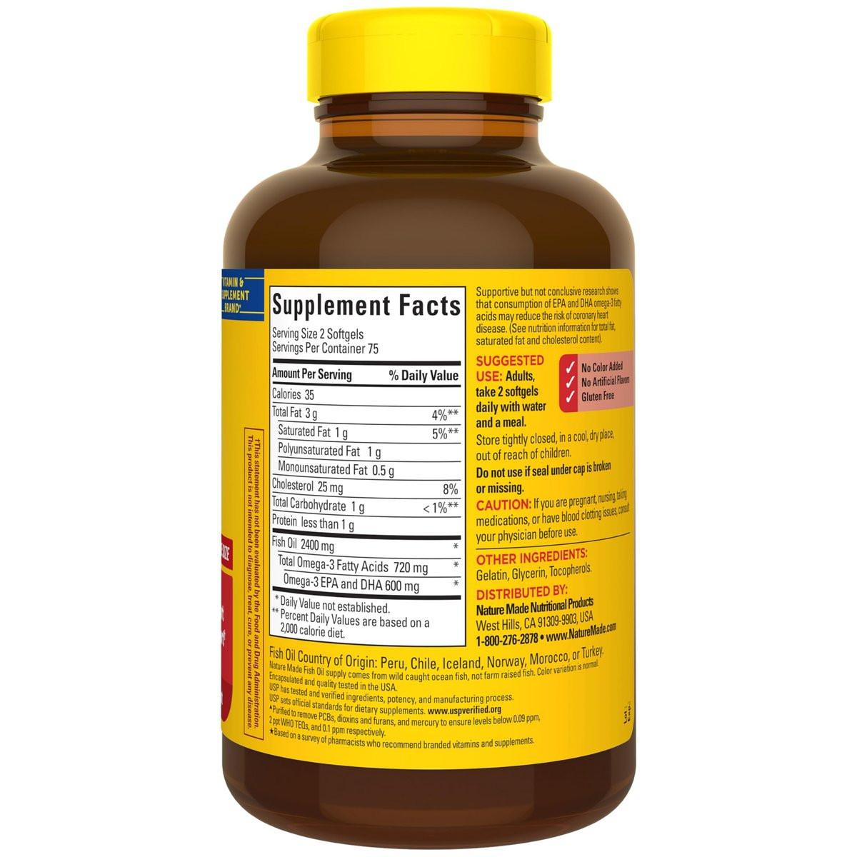 Nature Made Fish Oil Omega 3 Supplements, 1200 mg Softgels, Omega 3 Fish Oil for Healthy Heart Support, 150 Softgels, 75 Day Supply - görsel 8