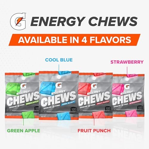 Gatorade Energy Chews, Cool Blue, Caffeine Free, B12, 100 Calorie Pouches (5 Pack)