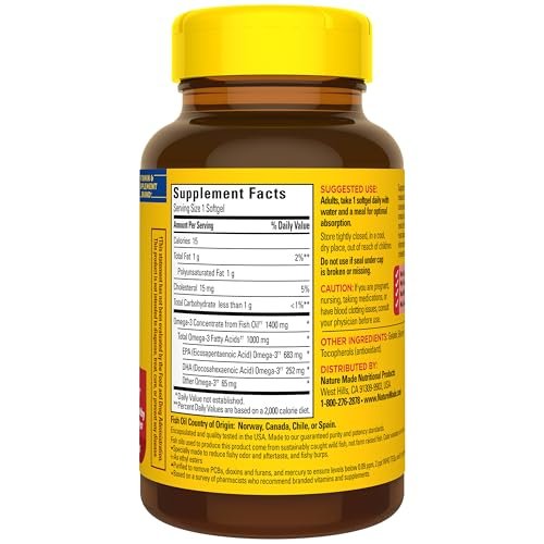 Nature Made Extra Strength Omega 3 Fish Oil Supplements, 2800mg, Fish Oil Omega 3 Supplements as Ethyl Esters for Healthy Heart, Brain, Eyes, Mood Support, 60 Softgels, 30 Day Supply - görsel 7