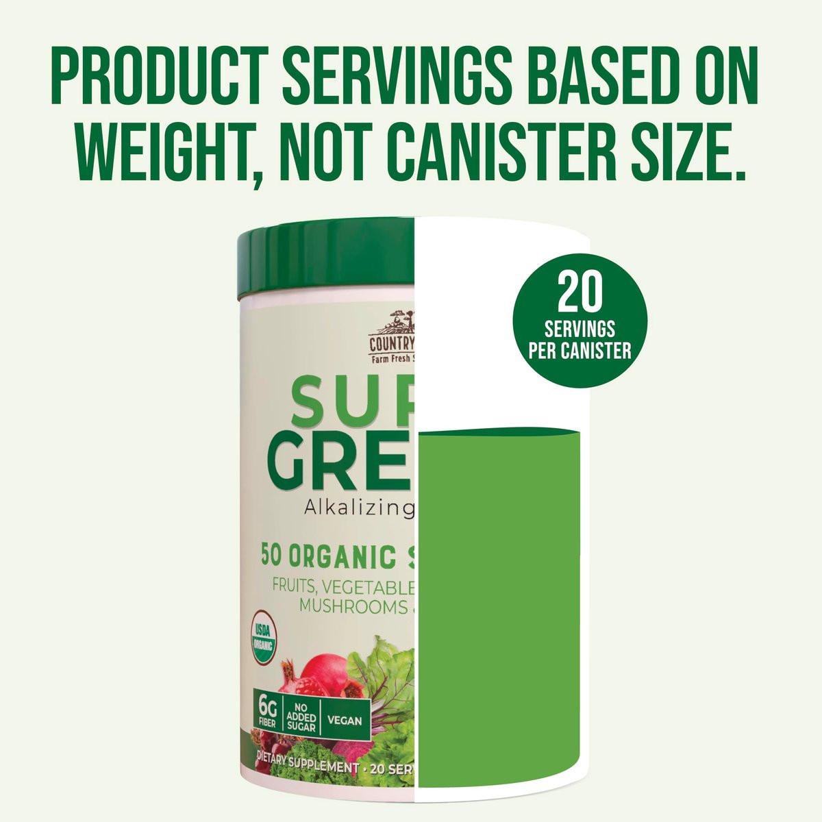 Country Farms Organic Super Greens Chocolate Flavor, 50 Organic Super Foods, USDA Organic Drink Mix, Packed with Fiber, Fruits, Vegetables, Mushrooms & Probiotics, Supports Energy, 7g Fiber - görsel 9