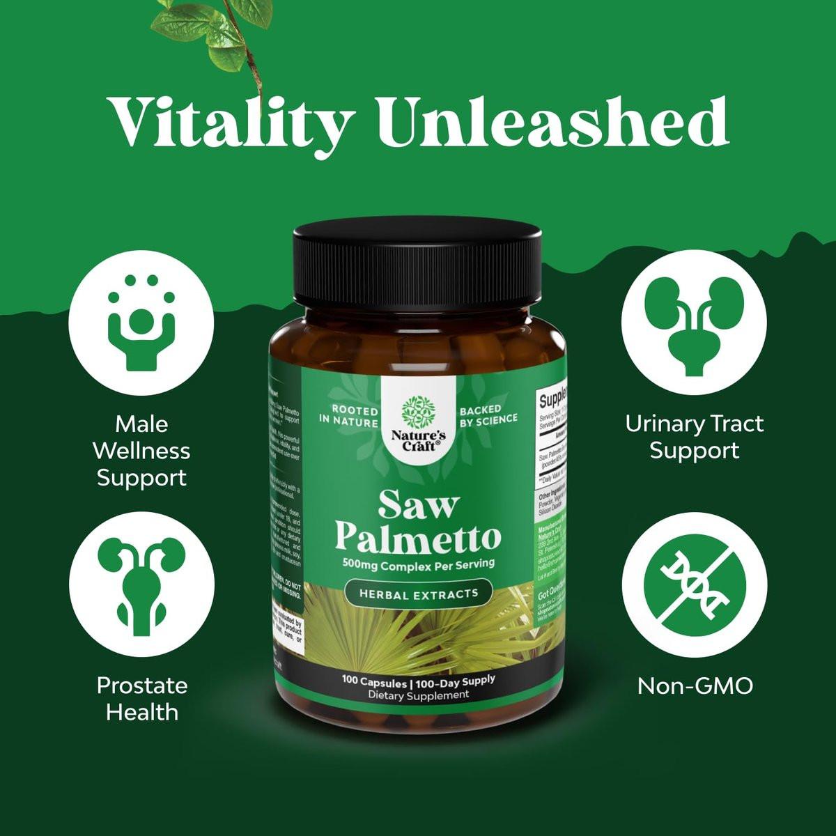 Extra Strength Saw Palmetto Extract - Advanced Herbal Complex for Hair Health and Urinary Support with Plant Sterols & Flavonoids - Potent Herbal Supplement with 500mg per Serving - 100 Count - görsel 9