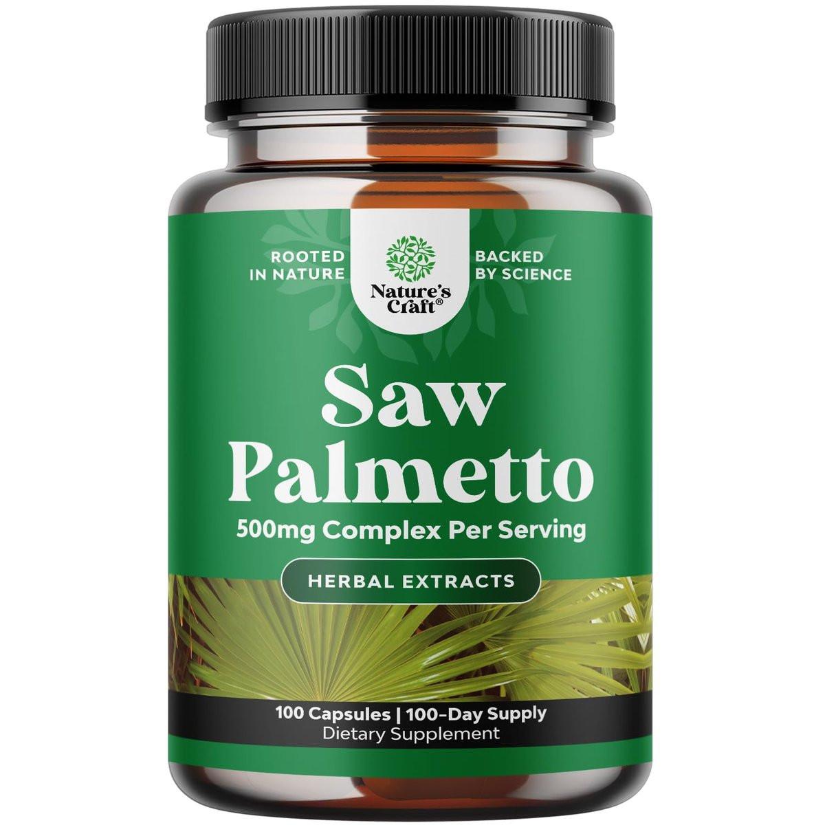 Extra Strength Saw Palmetto Extract - Advanced Herbal Complex for Hair Health and Urinary Support with Plant Sterols & Flavonoids - Potent Herbal Supplement with 500mg per Serving - 100 Count - görsel 1