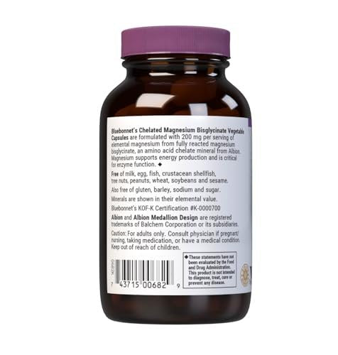Bluebonnet Nutrition Albion Chelated – Other Ingredients: Vegetable cellulose (capsule), vegetable magnesium – Image 9