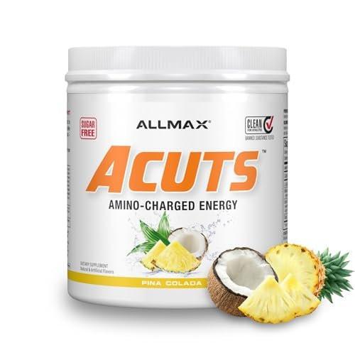 ALLMAX ACUTS Amino Energy Powder with Amino Acids Supplement, Pina Colada, 30 Servings, Caffeine, Green Coffee Extract, 2000 mg Taurine, L-Carnitine, Sugar Free, Gluten & Dye Free, Amino Acid Drink - görsel 2