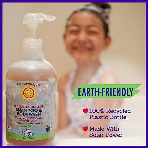 California Kids Shampoo + Body Wash | Super Sensitive Unscented | Gentle Skin Care for Kids + Teens | 100% Plant-Based | Hypoallergenic | 8.5 oz - görsel 9